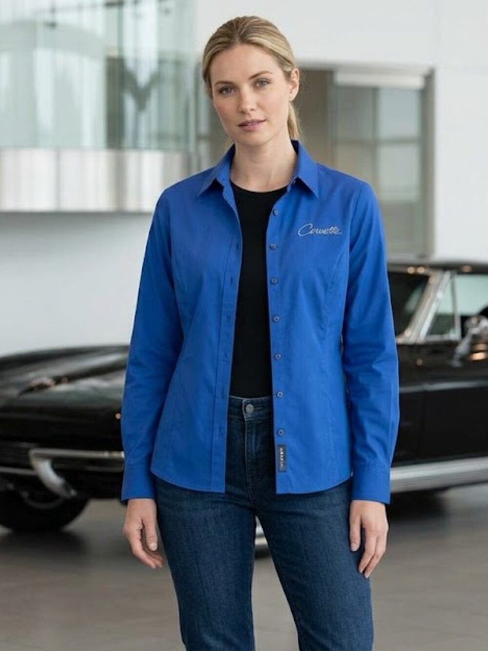 Cutter & Buck Royal Blue Corvette Embroidered Button Down Shirt M NWT